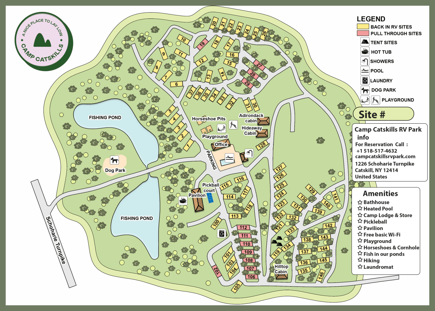 Official Camp Catskills campground site map